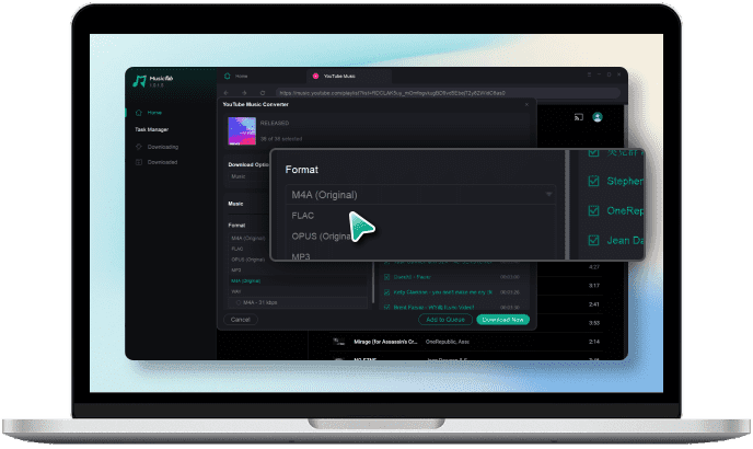 Locate Your Desired Music and Select Output Format