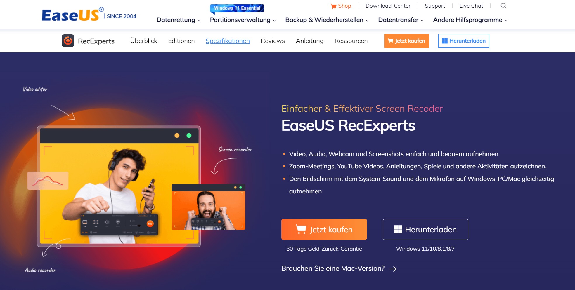 Audials One-Alternativen: EaseUS RecExperts