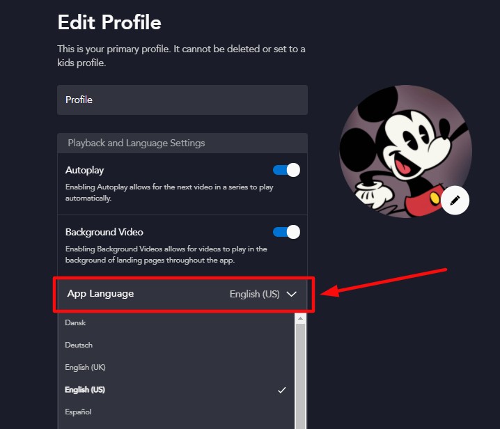 Disney Plus Kontoeinstellungen: Im Profil