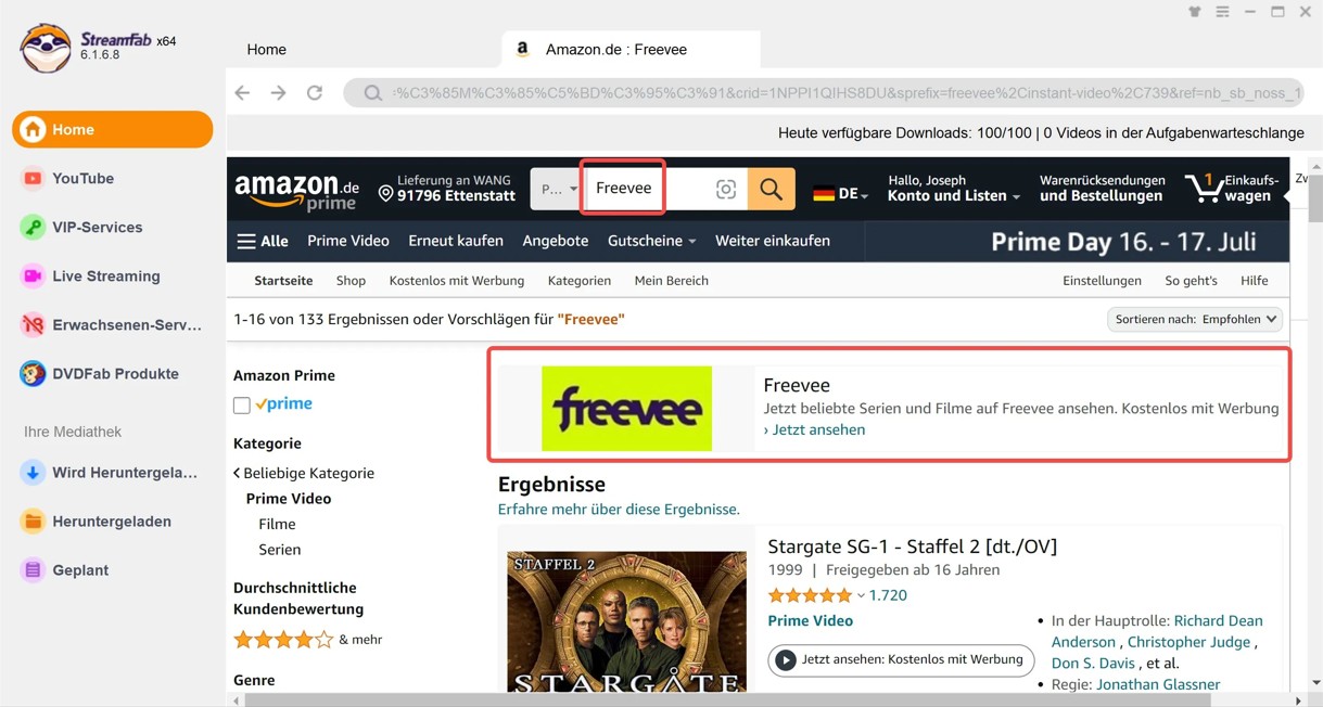 3.3 Anleitung, wie man mit StreamFab Freevee Werbung blockieren: