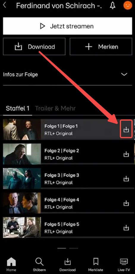 2. RTL Plus Filme herunterladen von RTL Plus App