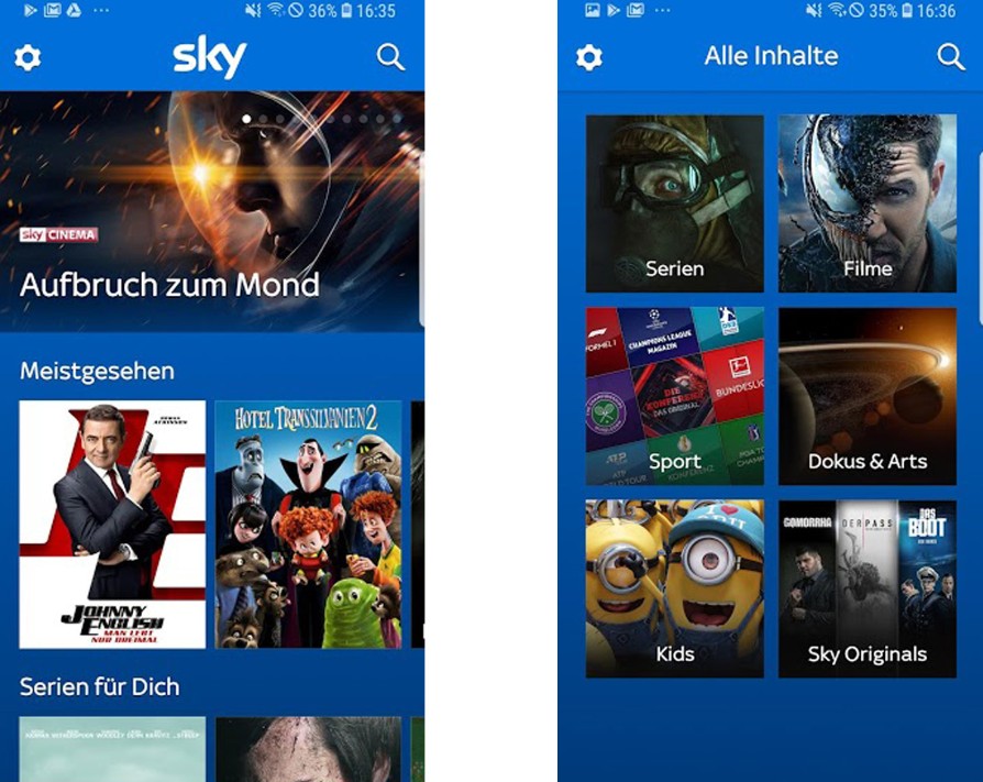 Streamen von Sky Go Fire TV über ein Android-Gerät