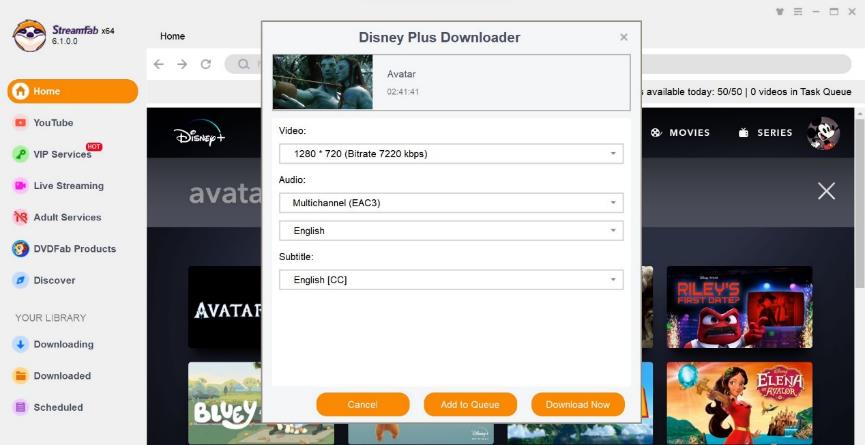 So laden Sie Avatar für die Offline-Wiedergabe herunter: streamfab disney plus downloader