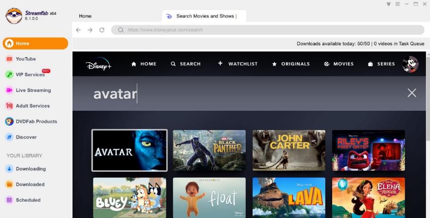 So laden Sie Avatar für die Offline-Wiedergabe herunter: streamfab disney plus downloader