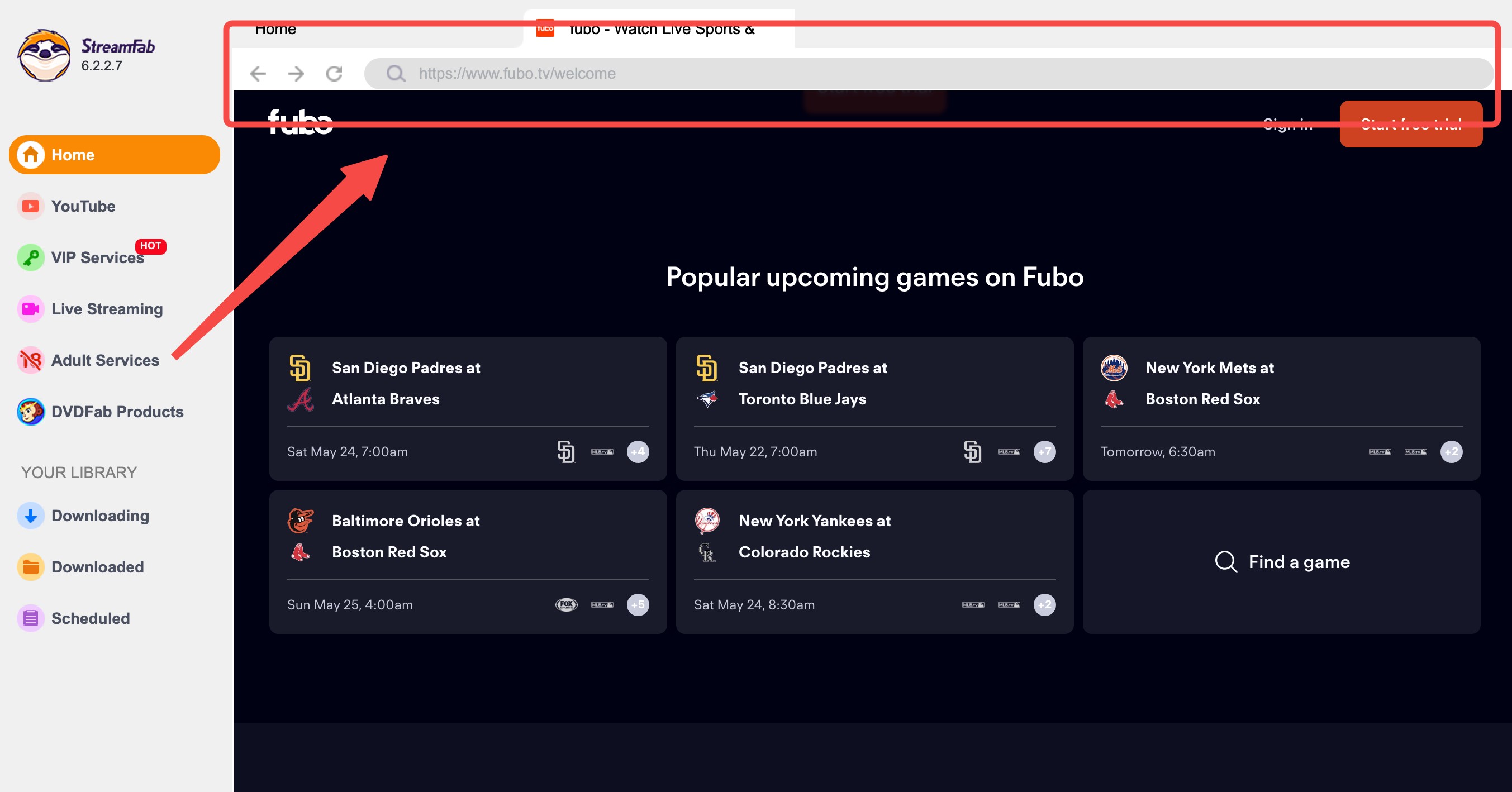 how to download shop on fubo: step 2 of streamfab