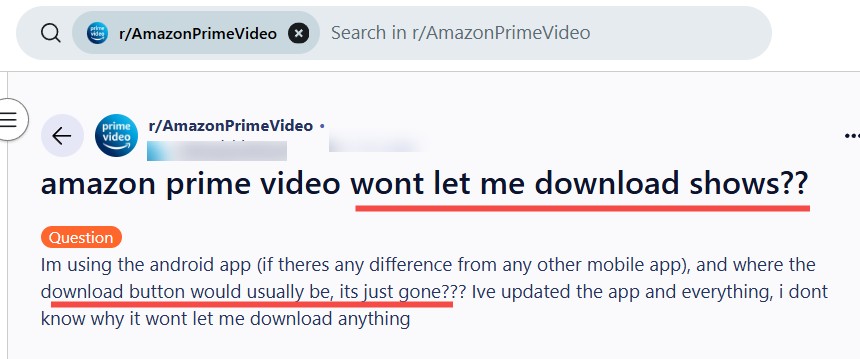 amazon prime video download issues