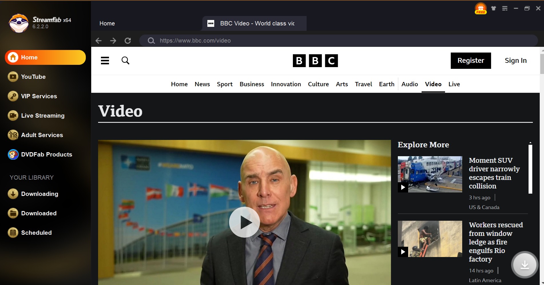 how to download bbc news video