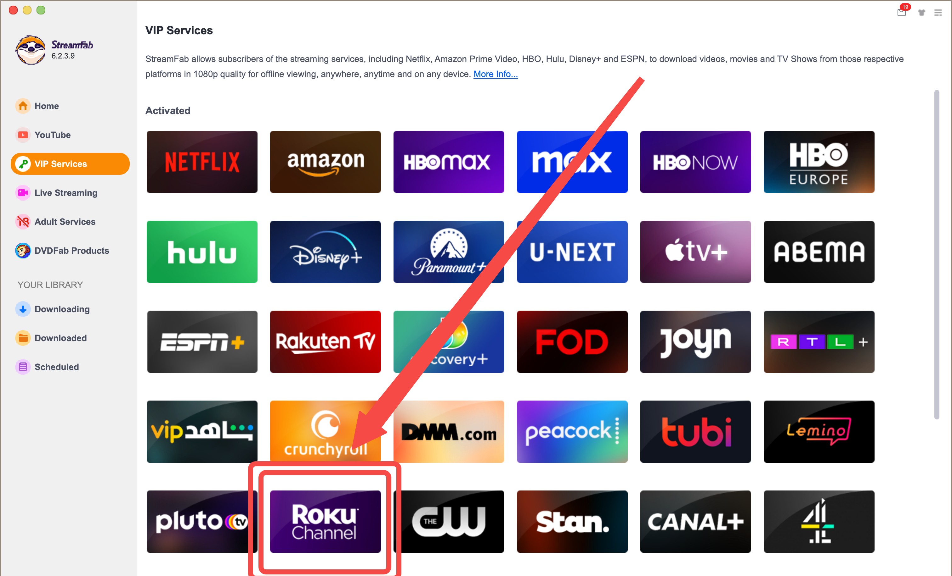 download video from Roku channel streamfab step 2