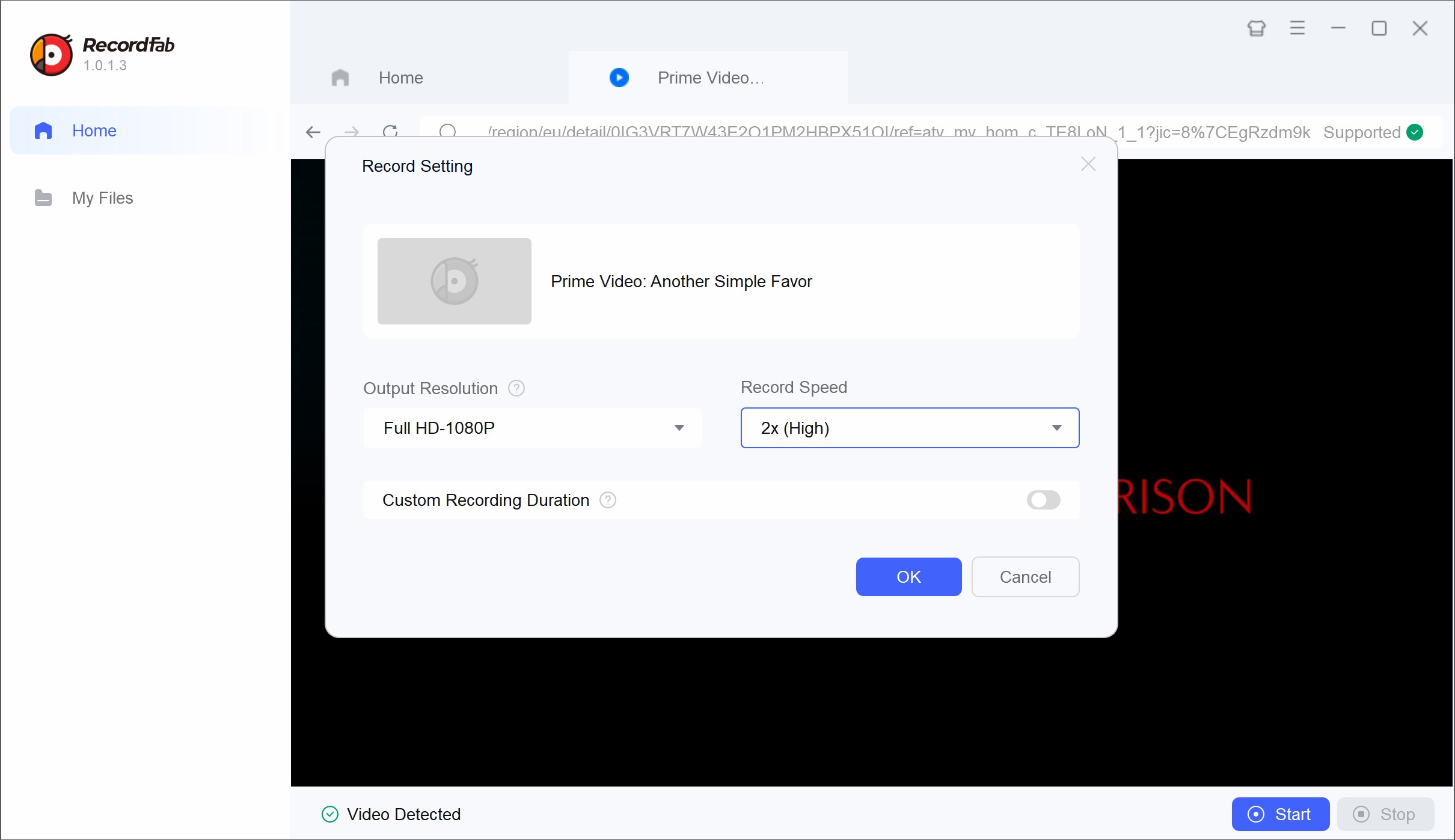 how to screen record amazon video: recordfab step 3