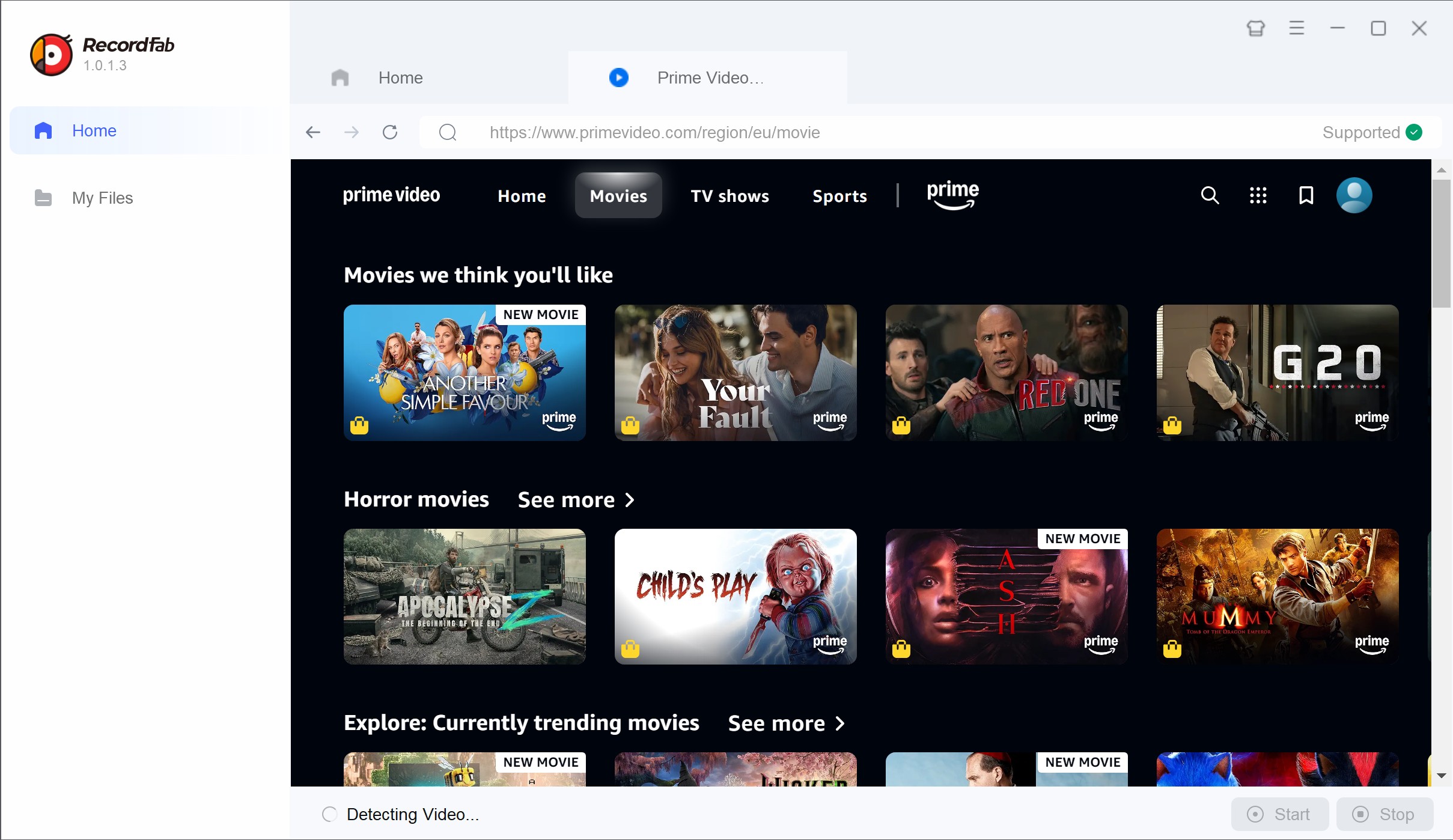 how to screen record amazon video: recordfab step 2