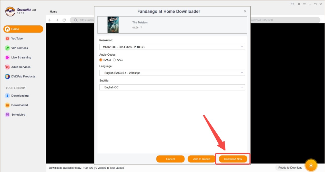 use StreamFab to rip Vudu movies: Step2