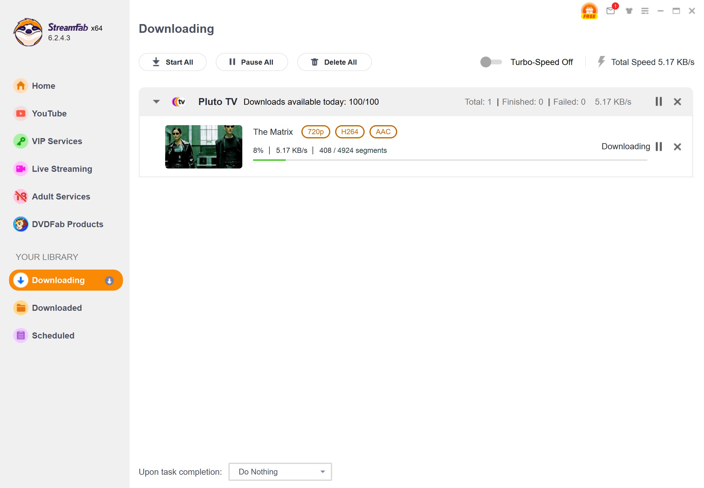 how to watch pluto tv offline: step 4 of streamfab