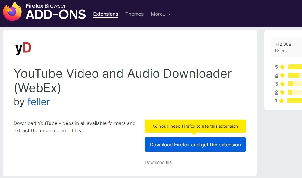 youtube video downloader extension firefox