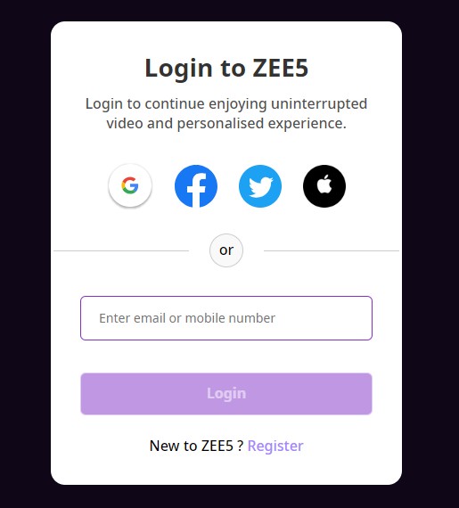 zee 5 login