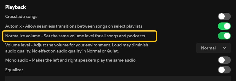 Spotify Normalize off