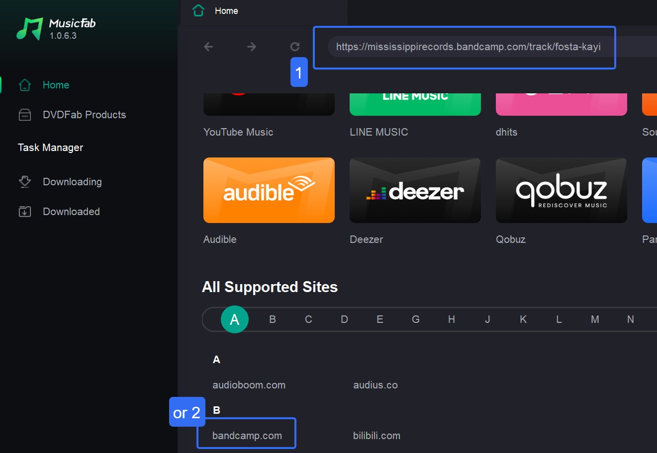 MusicFab bandcamp interface