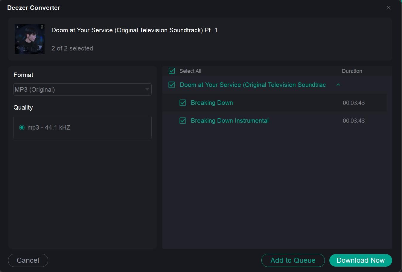 select download settings