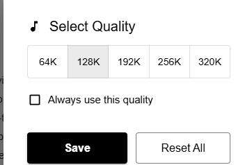 select your preferred bitrate
