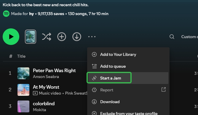 start-spotify-jam-playlist