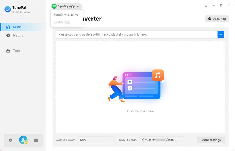 Launch the tool and choose Spotify app