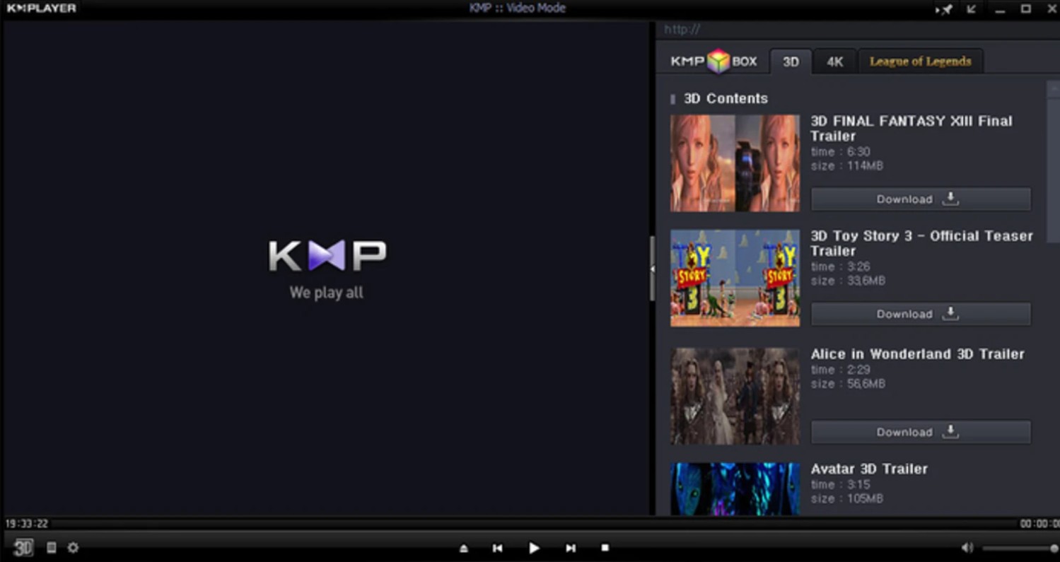 Free VOB video player: KMplayer