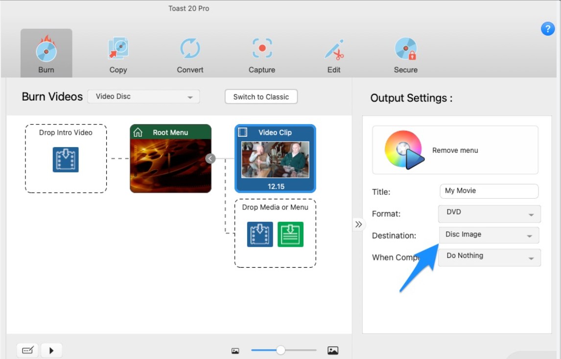 Blu ray burning software for mac: Roxio Toast 20 Pro