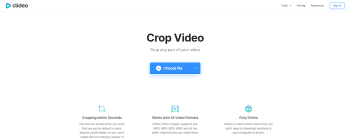 Clideo Crop Video