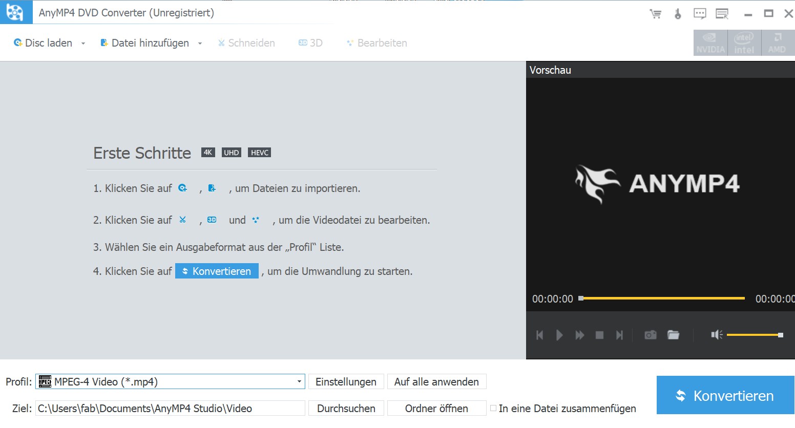 DVD Converter zum DVD konvertieren: AnyMP4 DVD Converter