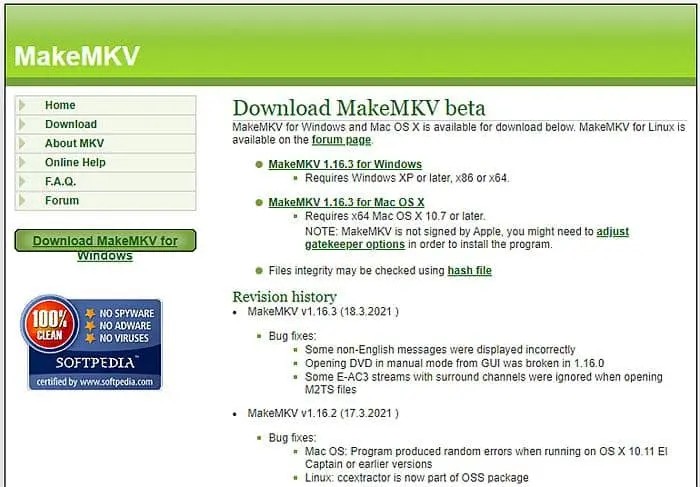 free dvd ripper:MakeMKV