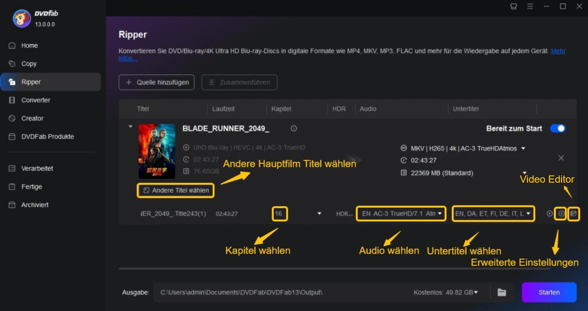 Wie kann man 4K Blu-rays mit DVDFab UHD Ripper rippen?