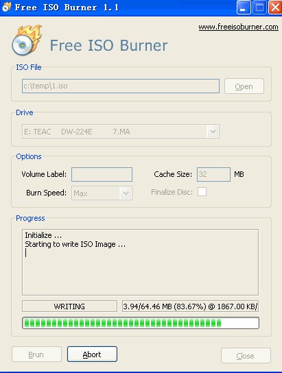 Tools zum Brennen von Iso-Dateien auf DVD: Free ISO Burner