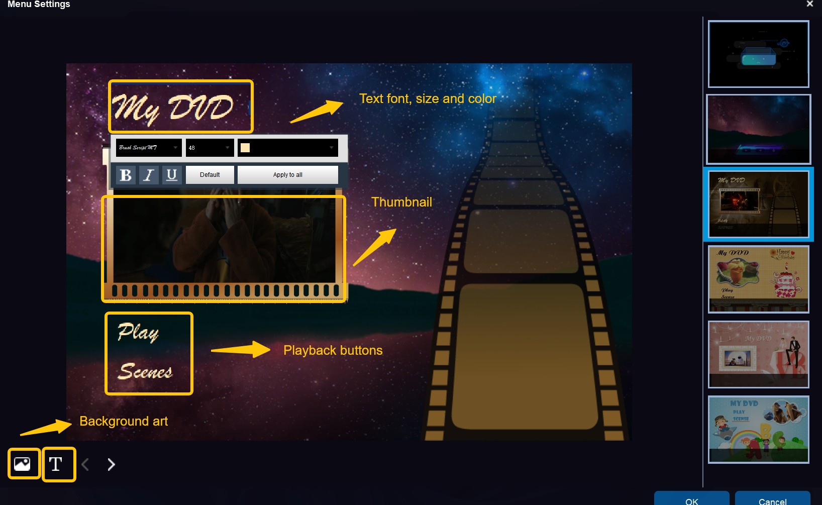 DVDFab DVD Creator: dvd menu templates