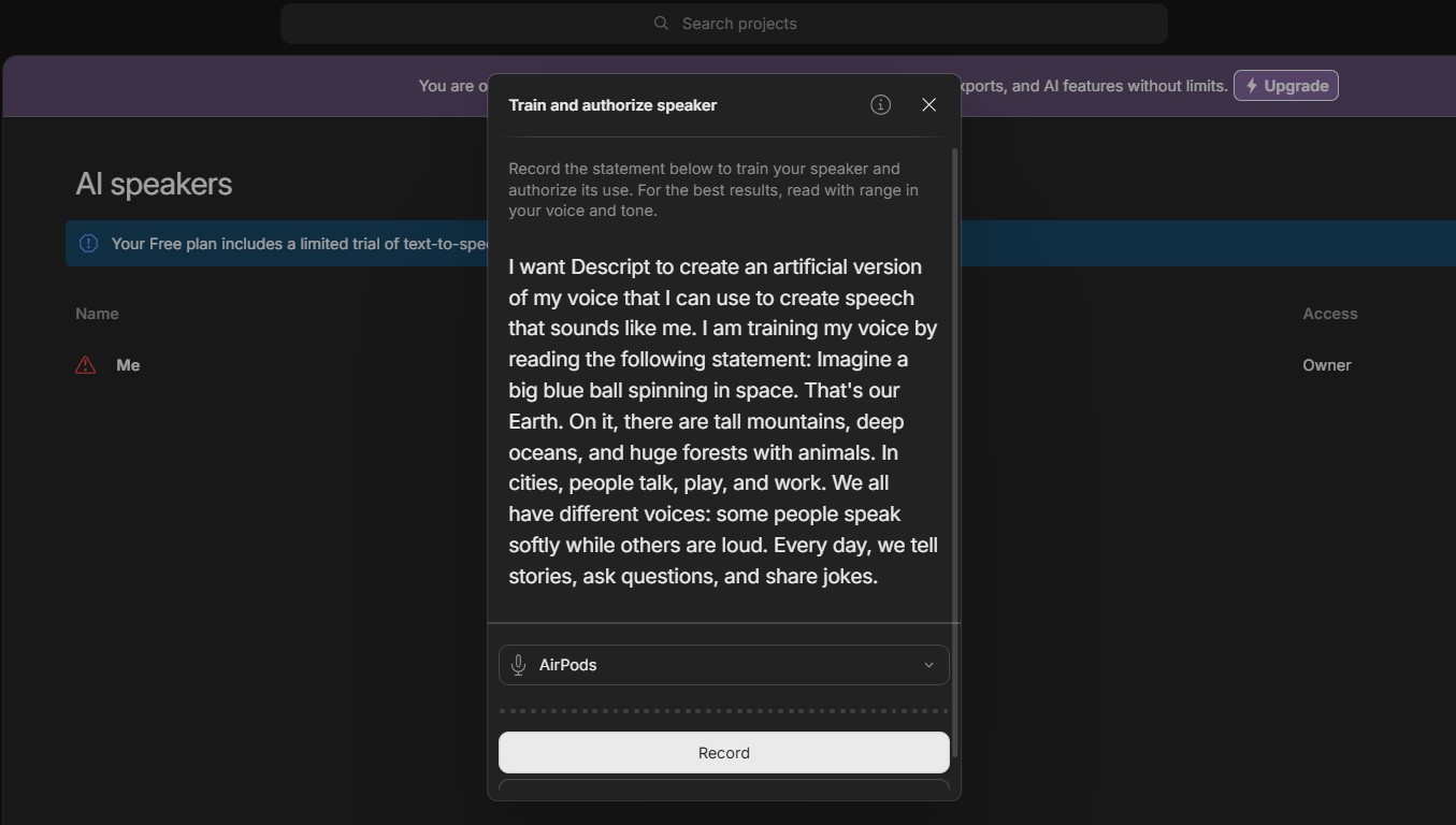 best voice cloner: descript