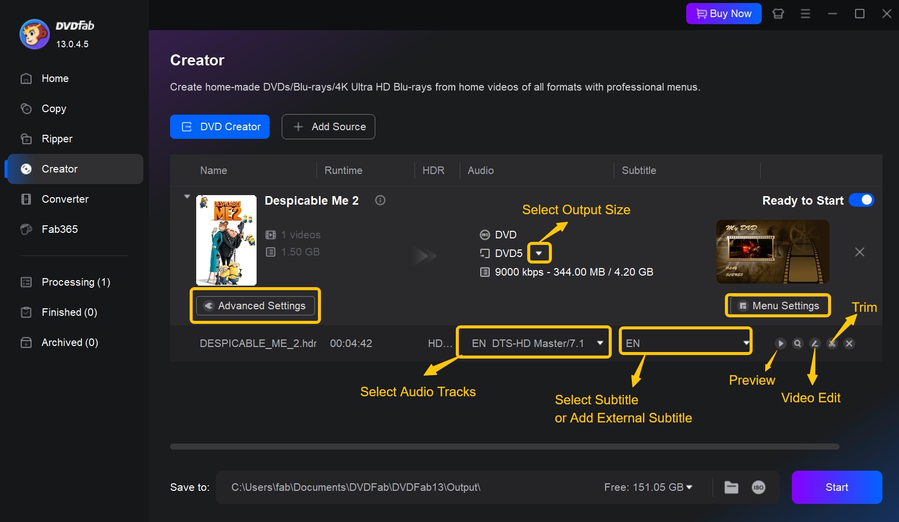 Free DVD Maker: How to use DVDFab DVD Creator to burn movies to DVD