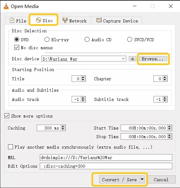 Use VLC to convert DVD to iTunes