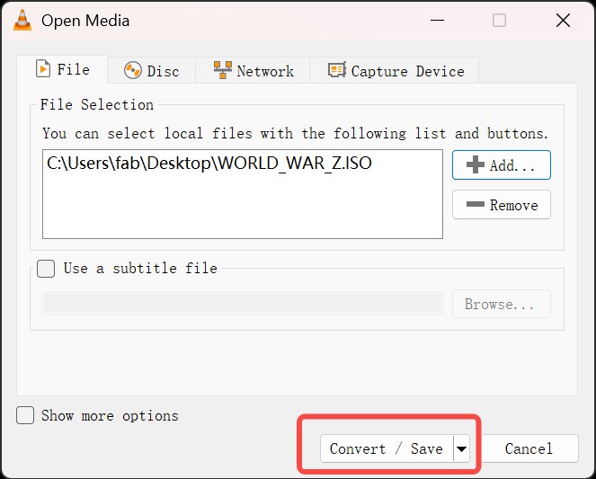 Free ISO to files converters: VLC Media Player
