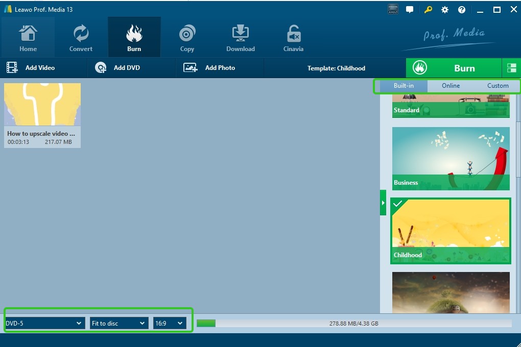 convert YouTube to DVD with Leawo DVD Creator