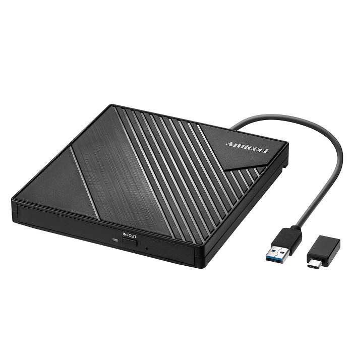 external cd drive:4. External DVD Drive, Amicool USB 3.0 Type-C