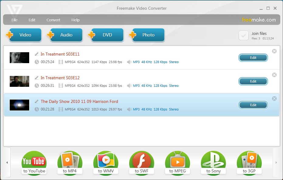 Freemake Video Converter - Conversion rapide de TS en MP4 sans perte de qualité