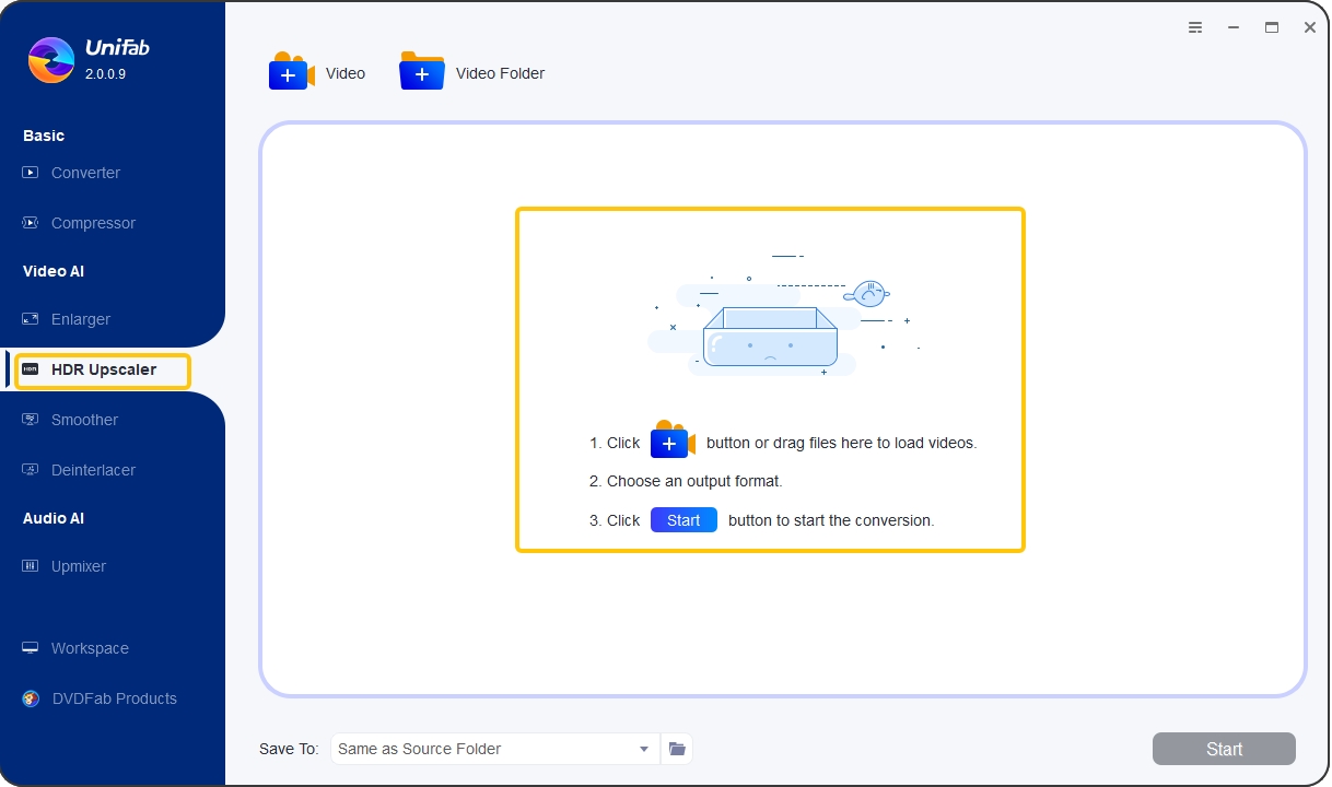 Convert SDR to HDR with unifab HDR Upconverter ai