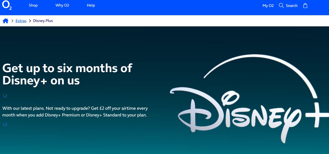 O2's free deals of disney plus