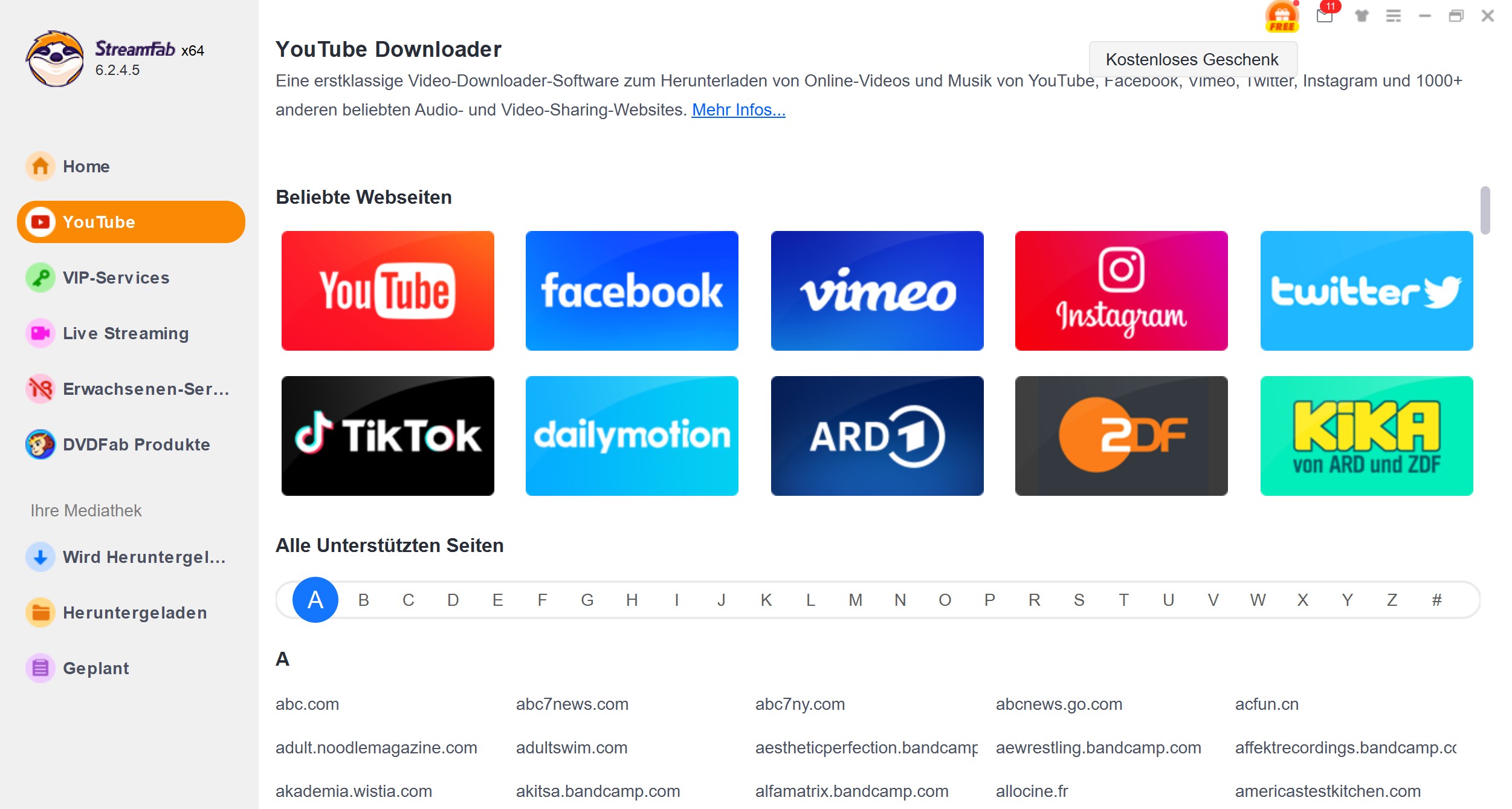 Stabile Alternative zu ClipGrab: StreamFab Video Downloader